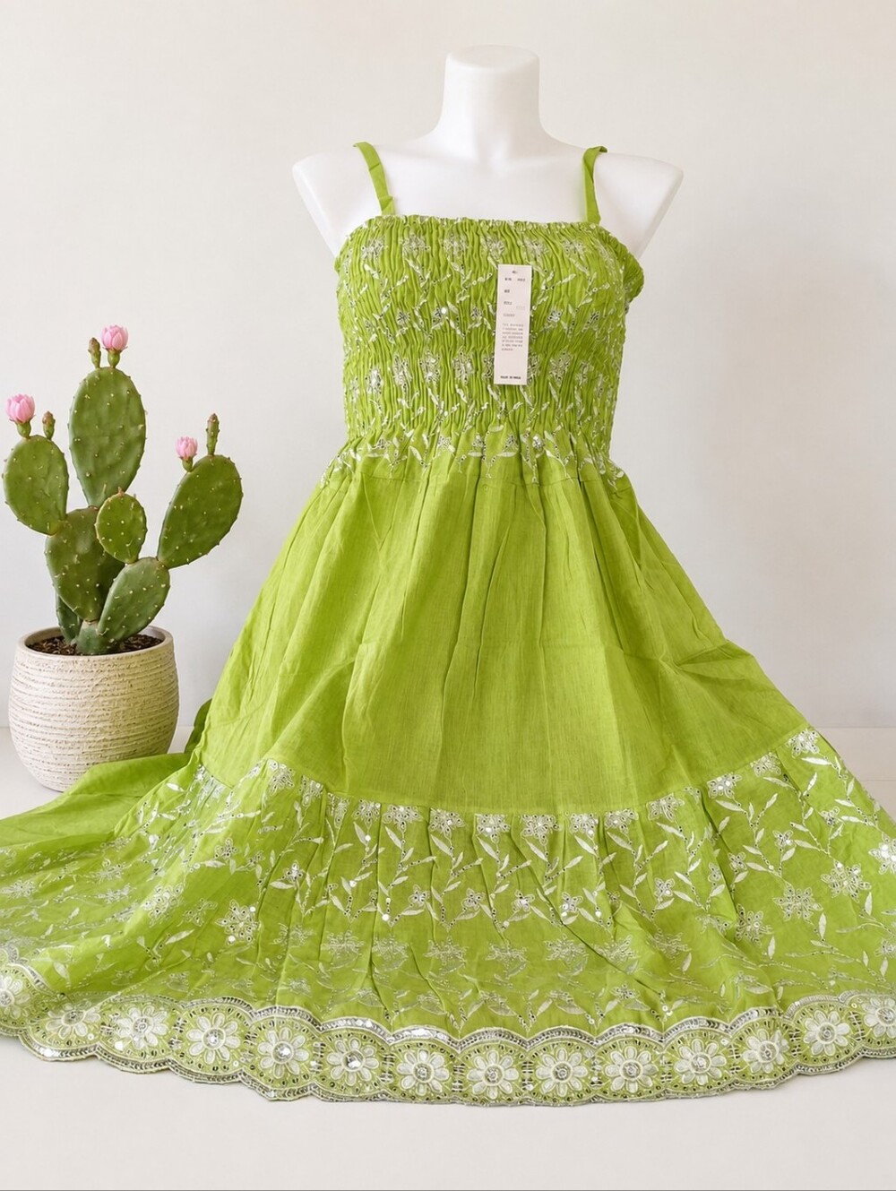 Women's Free Size 100% Cotton Dress Embroidered Party